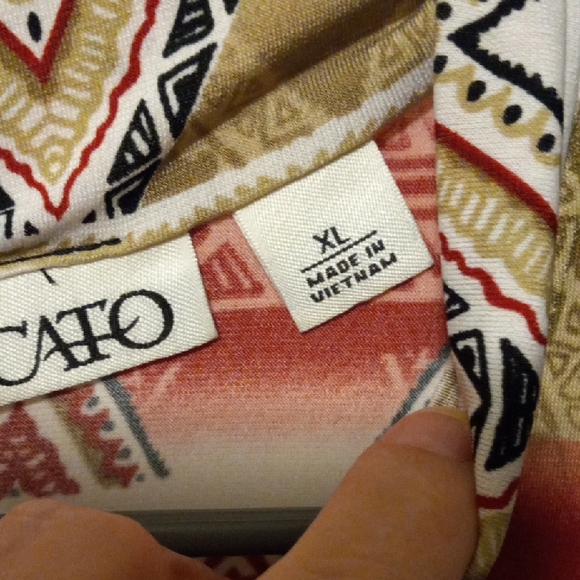 Cato Tribal Chevron Tank Top in Red and Olive - Picture 2 of 5